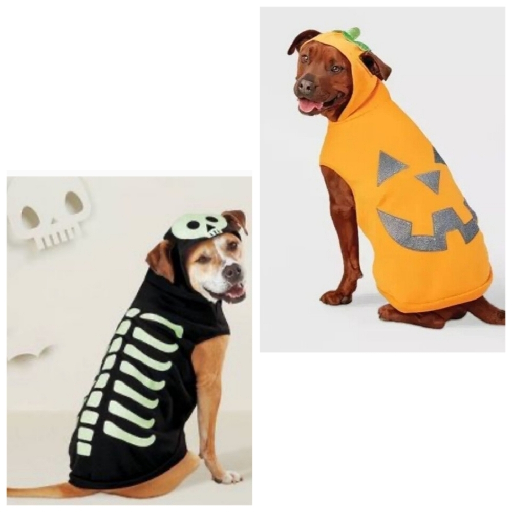 Hyde & EEK! Boutique™- Skeleton & Pumpkin Glow Hoodie Dog Costumes
